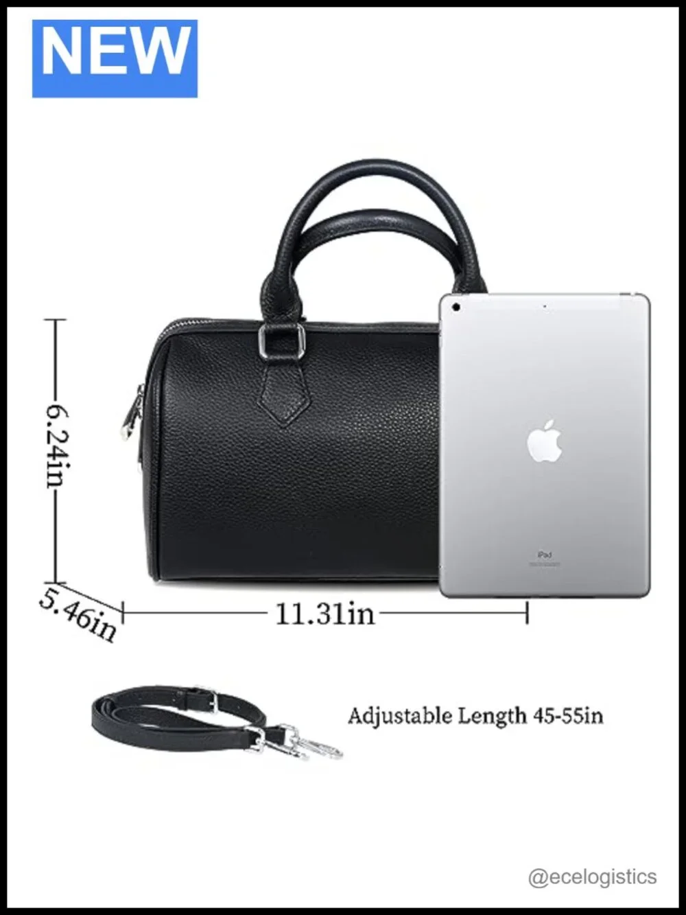 Genuine Leather Crossbody Satchel Handbag with Removable Strap